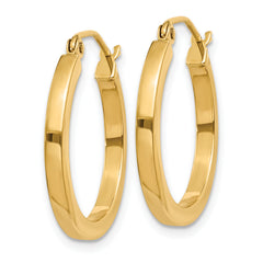 10k 2mm Square Tube Hoop Earrings