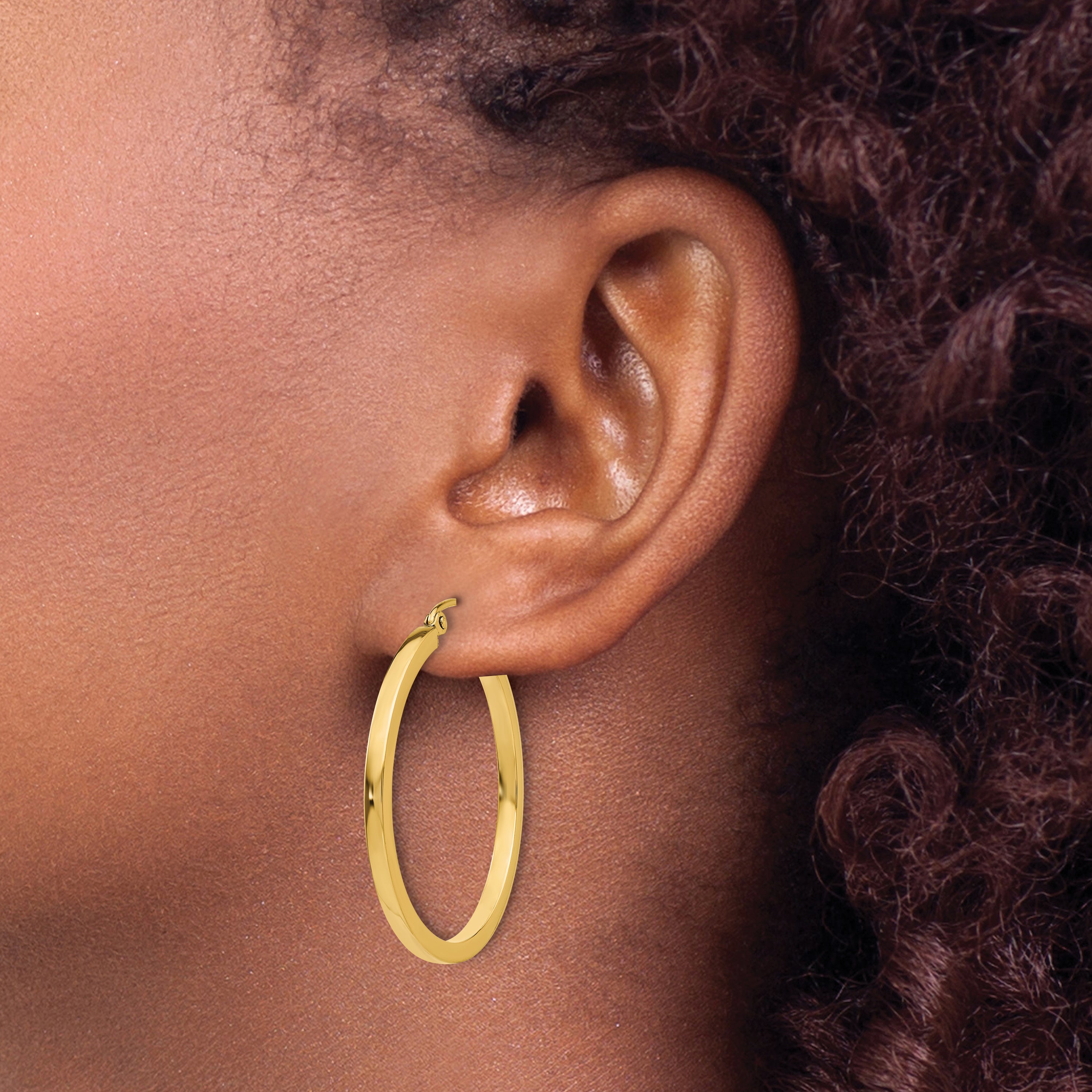 10k 2mm Square Tube Hoop Earrings