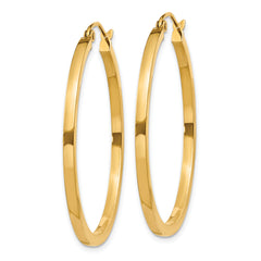 10k 2mm Square Tube Hoop Earrings