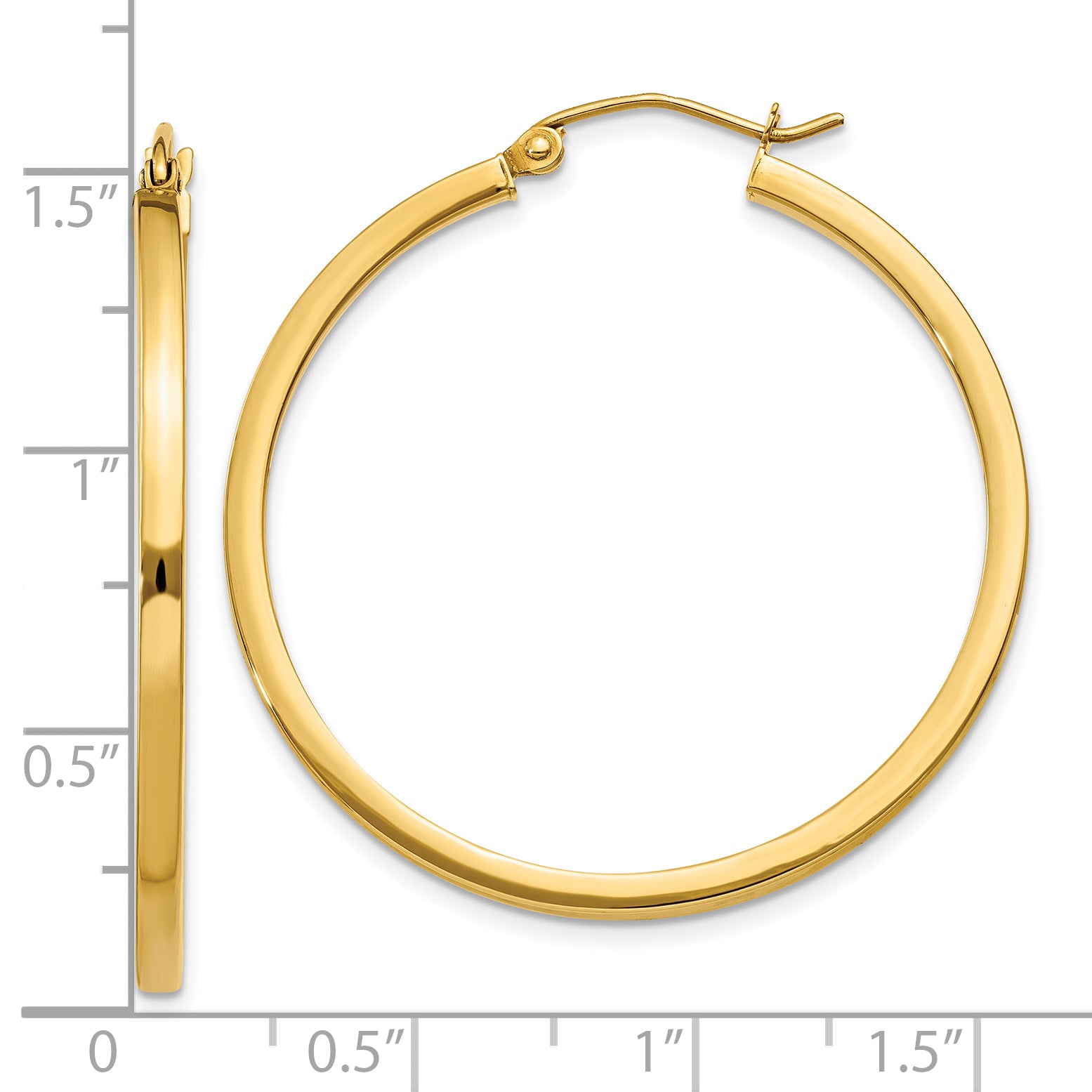 10k 2mm Square Tube Hoop Earrings