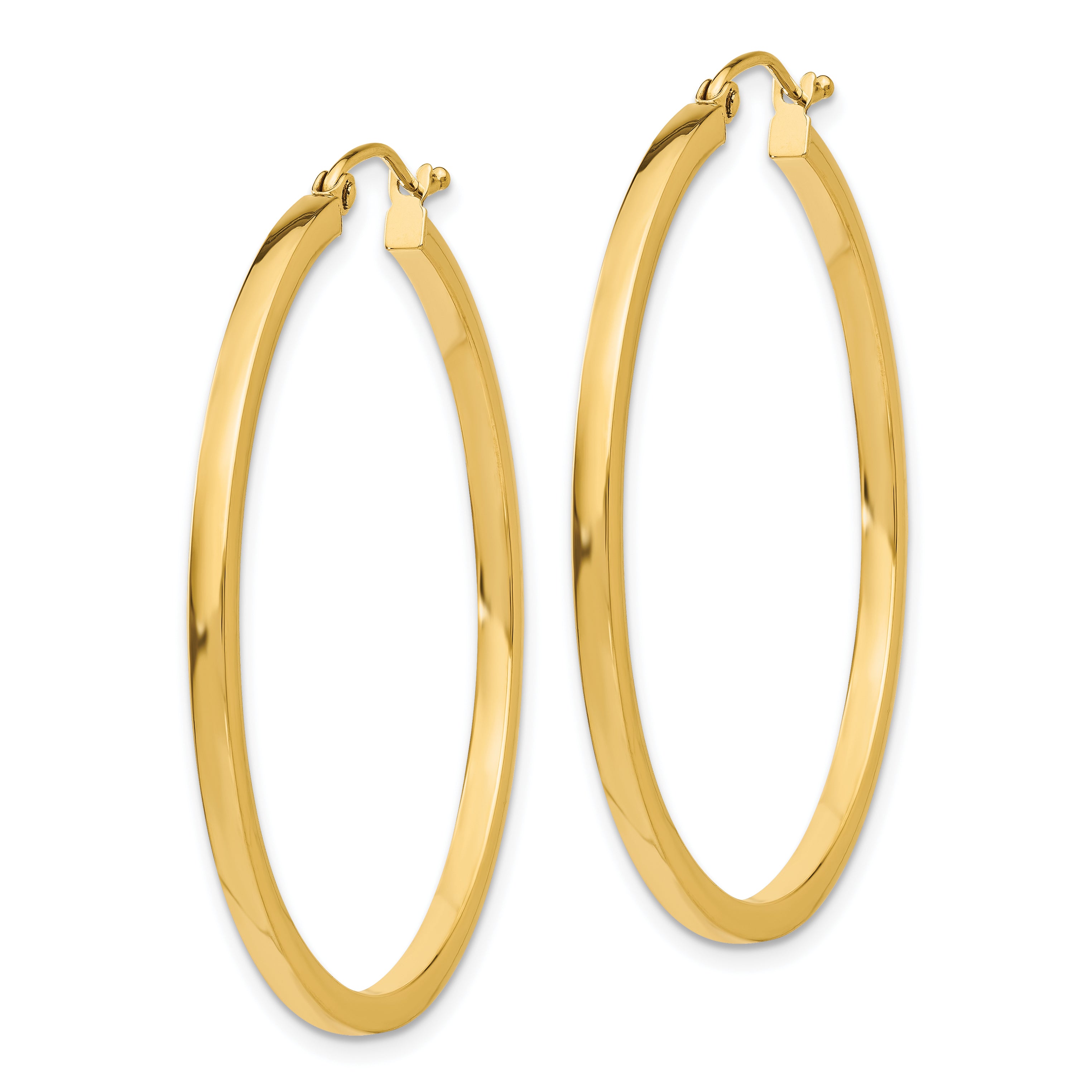 10k 2mm Square Tube Hoop Earrings