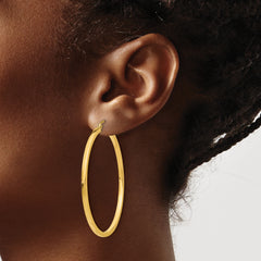 10k 2mm Square Tube Hoop Earrings