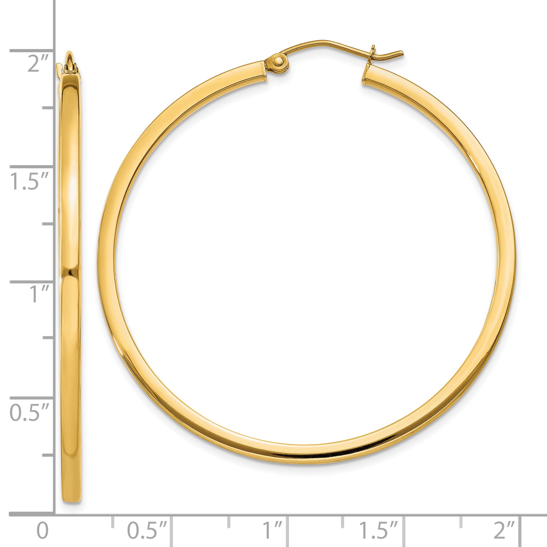 10k 2mm Square Tube Hoop Earrings