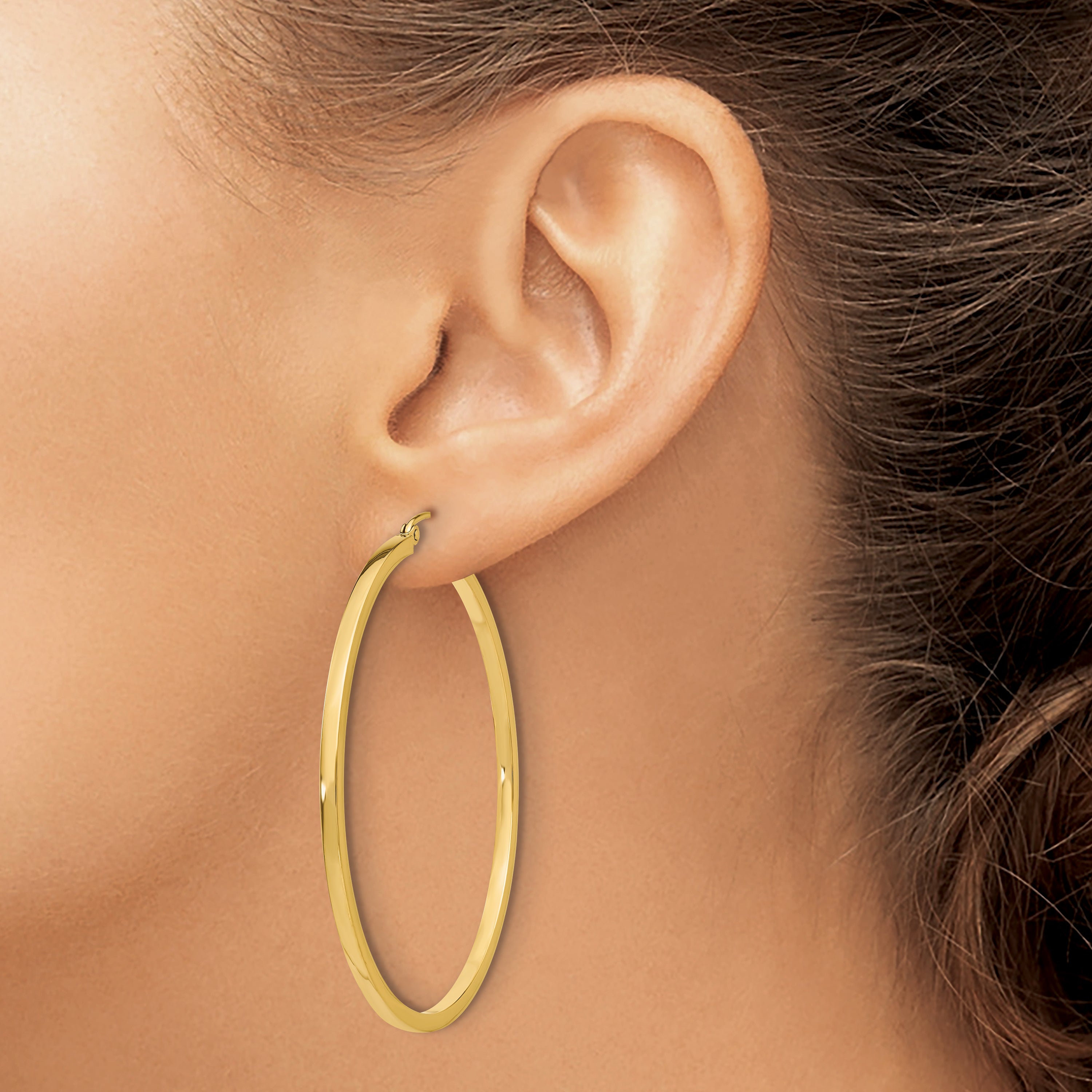 10k 2mm Square Tube Hoop Earrings