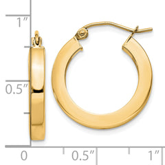 10k 3mm Polished Square Hoop Earrings