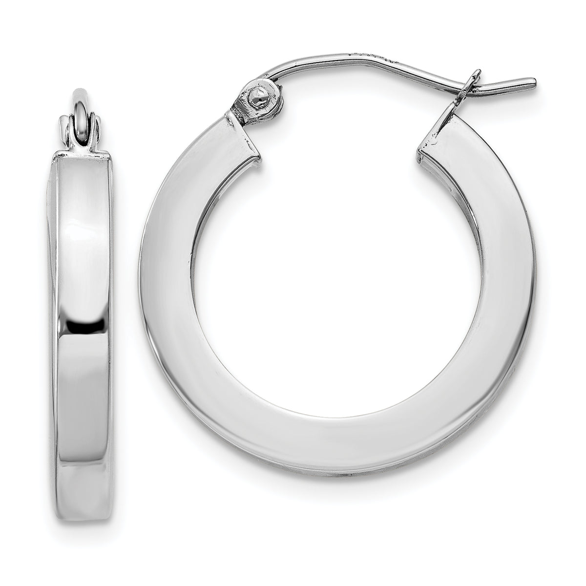 10k 3mm Polished Square Hoop Earrings