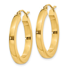 10k 3mm Polished Square Hoop Earrings