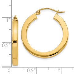 10k 3mm Polished Square Hoop Earrings