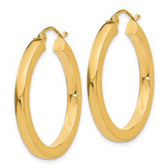 10k 3mm Polished Square Hoop Earrings