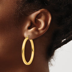 10k 3mm Polished Square Hoop Earrings