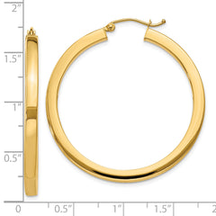 10k 3mm Polished Square Hoop Earrings