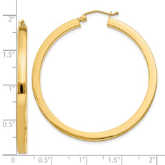 10k 3mm Polished Square Hoop Earrings