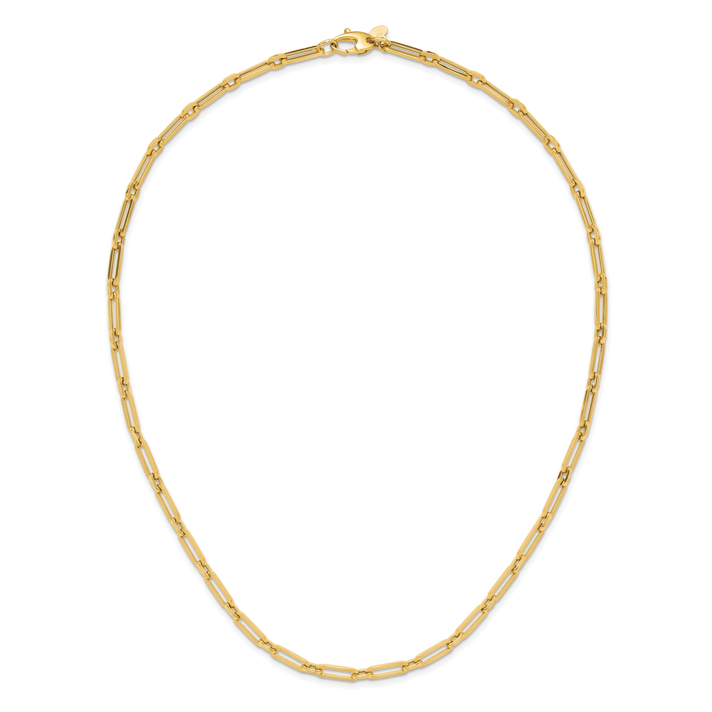 10K Polished Flat Oval Link Necklace