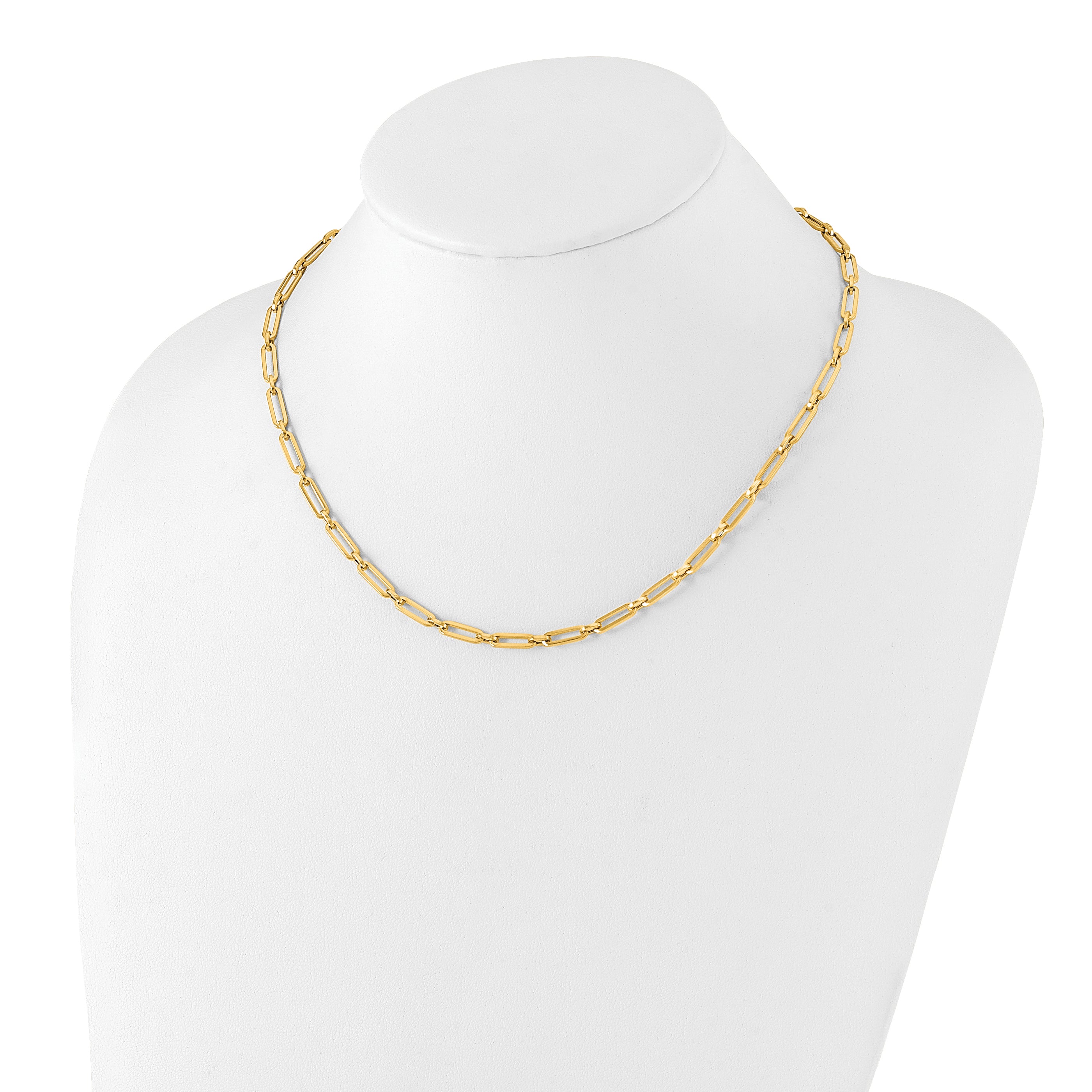 10K Polished Flat Oval Link Necklace