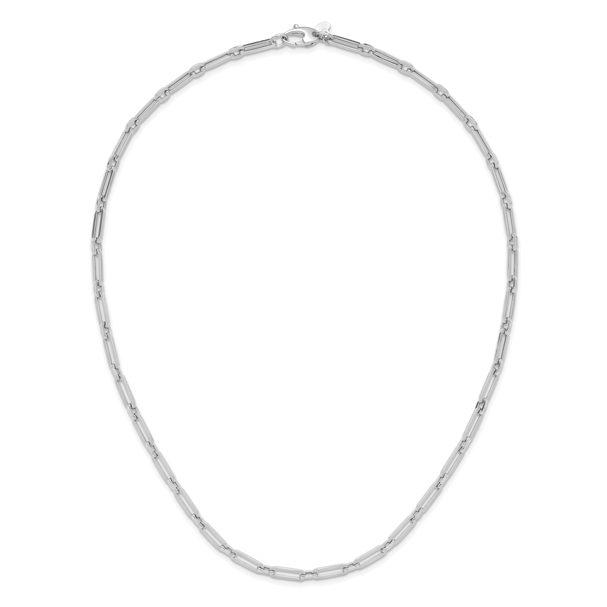 10K White Gold Polished Flat Oval Link Necklace