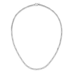 10K White Gold Polished Flat Oval Link Necklace