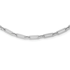 10K White Gold Polished Flat Oval Link Necklace