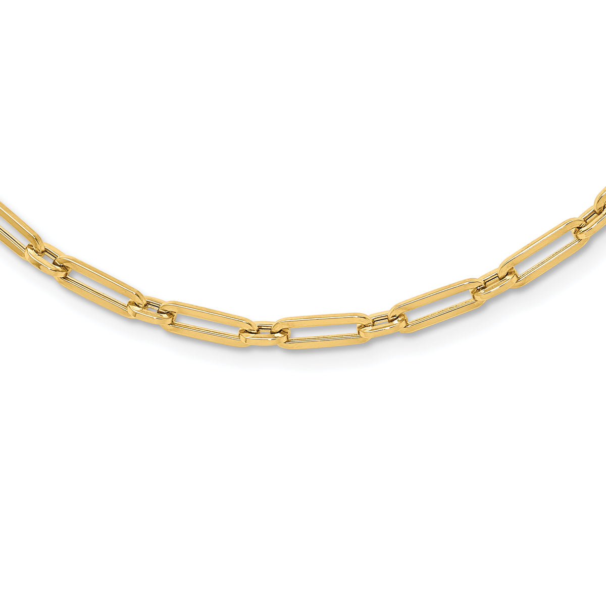 10K Polished Flat Oval Link Necklace