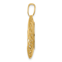 10K Two-Tone Gold Pendant with Polished & Satin Finish - Laser Cut Design