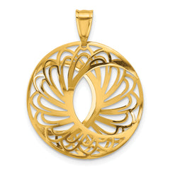 10K Two-Tone Gold Pendant with Polished & Satin Finish - Laser Cut Design