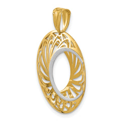 10K Two-Tone Gold Pendant with Polished & Satin Finish - Laser Cut Design