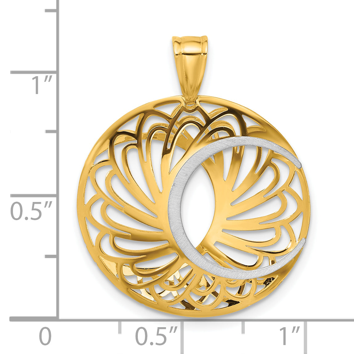 10K Two-Tone Gold Pendant with Polished & Satin Finish - Laser Cut Design