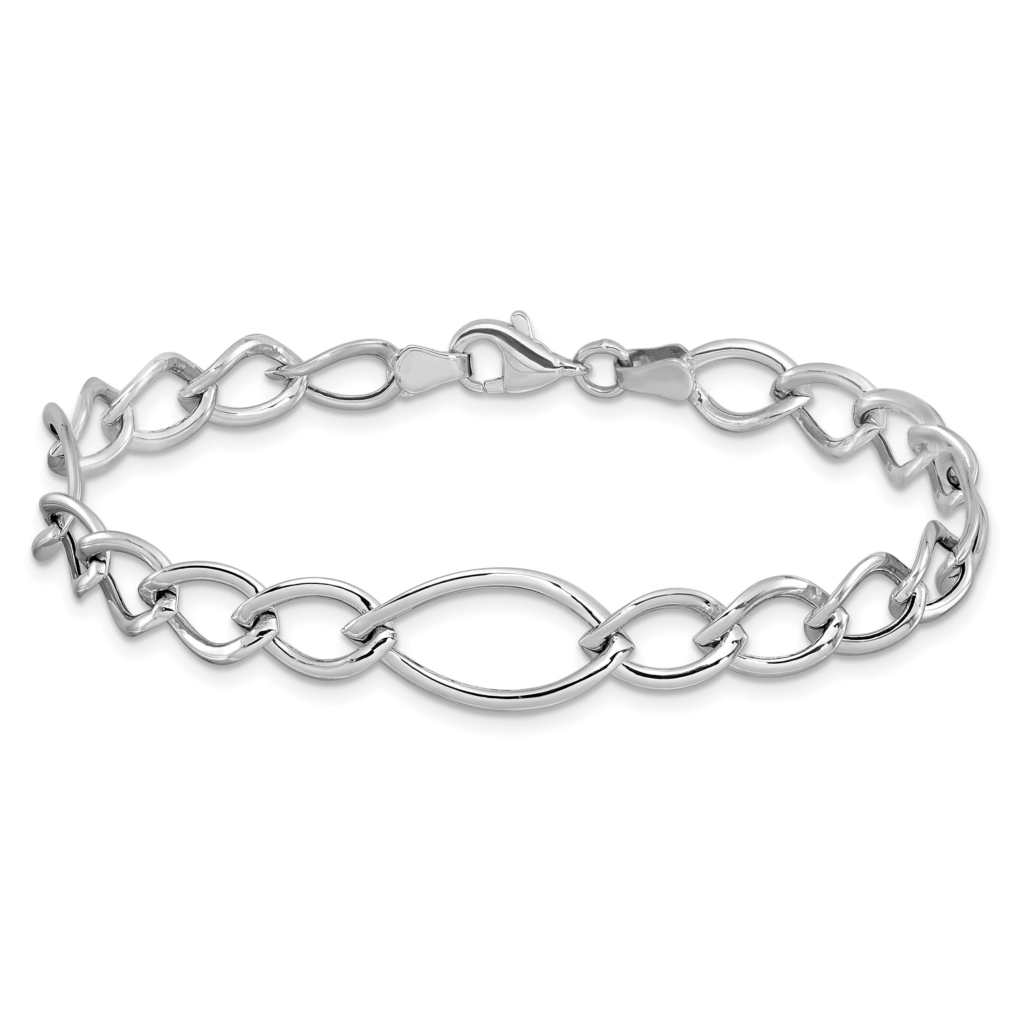 10K White Gold Polished Link Bracelet