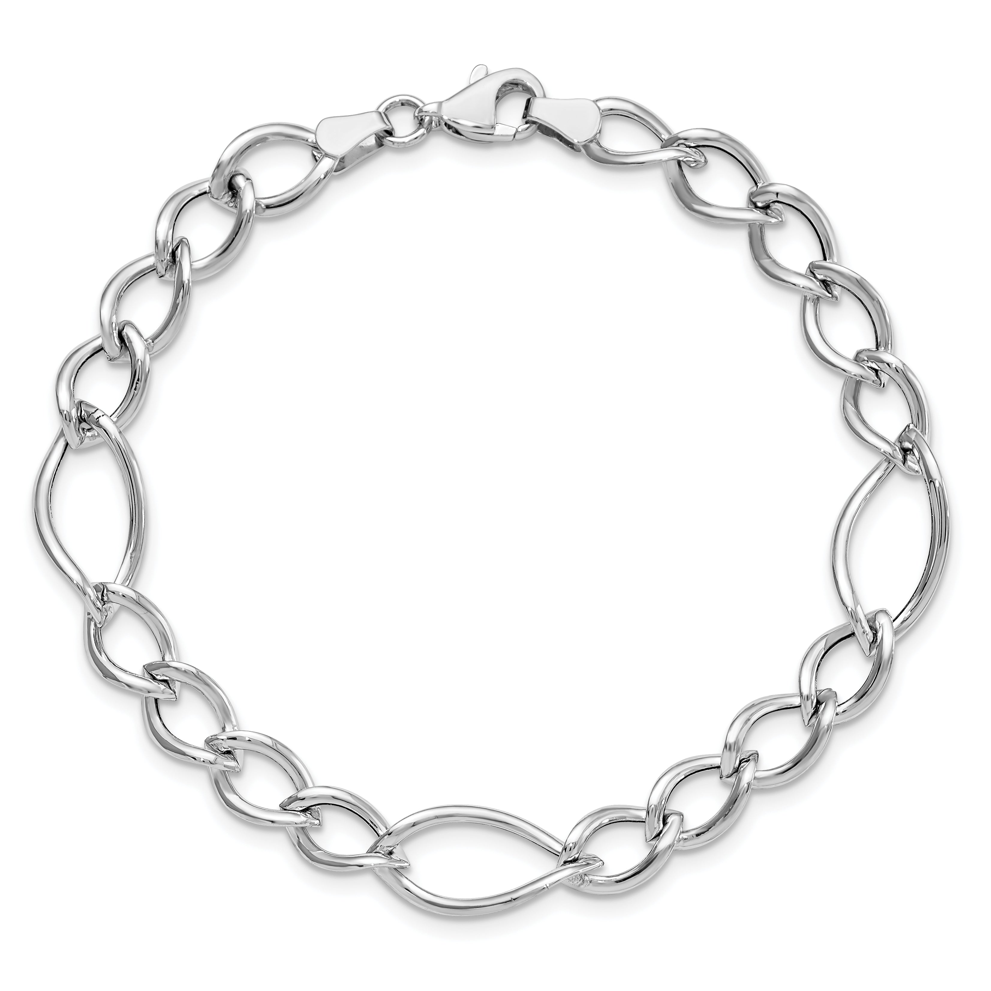 10K White Gold Polished Link Bracelet