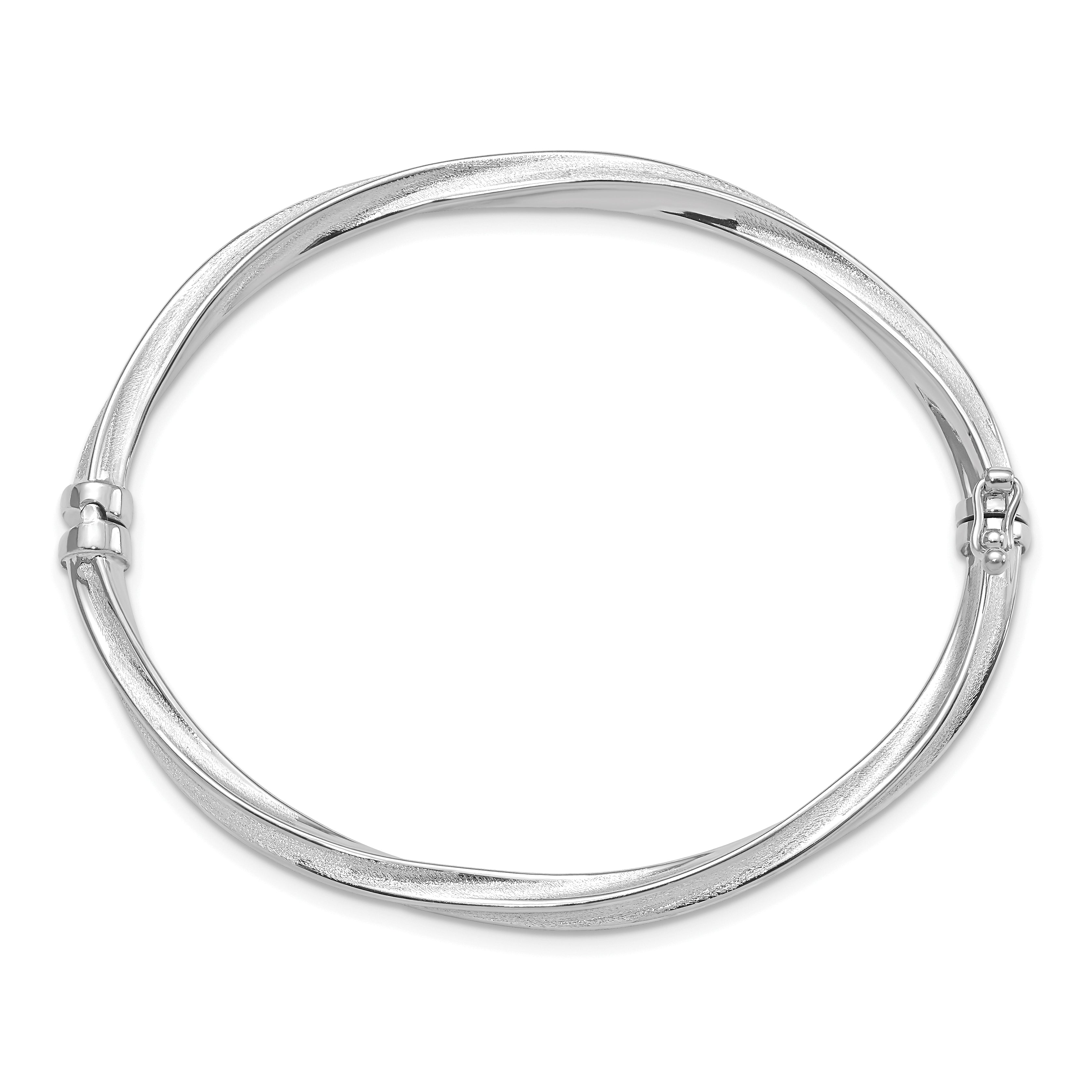 10k White Gold Polished and Brushed Hinged Bangle