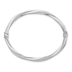 10k White Gold Polished and Brushed Hinged Bangle