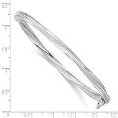 10k White Gold Polished and Brushed Hinged Bangle