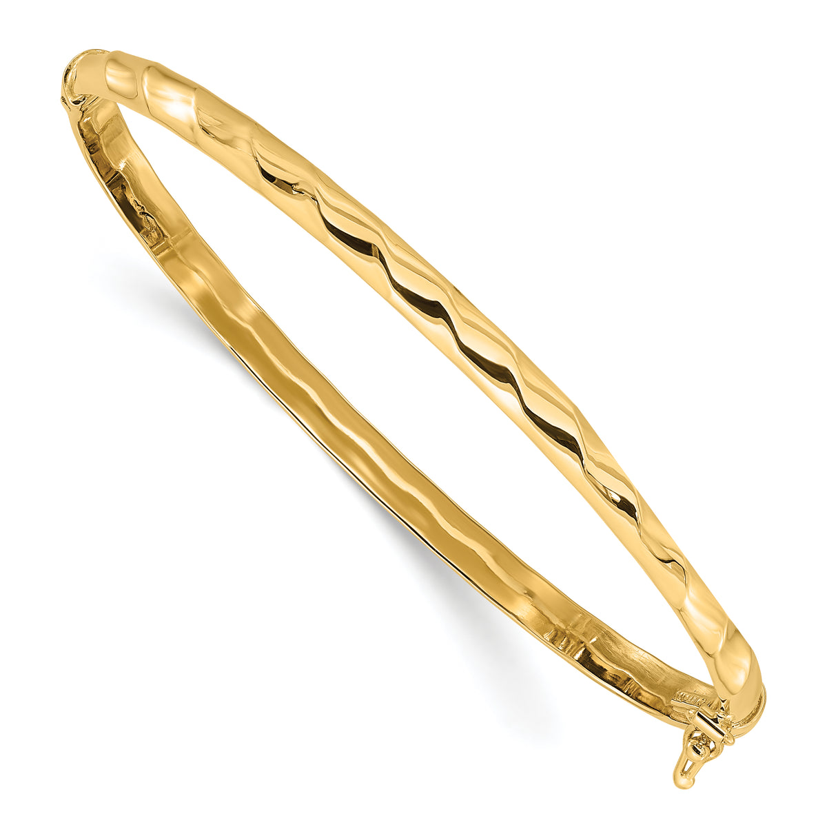 10K Polished Twisted Hinged Bangle