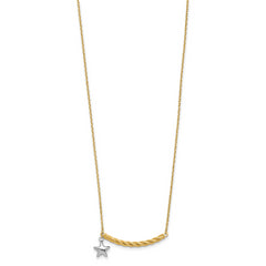 10K Two-tone Polished Bar with Star Necklace