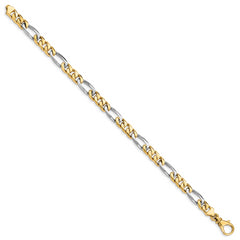 10k Two-tone 6.1mm Hand-polished Fancy Link Bracelet