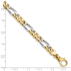 10k Two-tone 6.1mm Hand-polished Fancy Link Bracelet