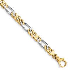 10k Two-tone 6.1mm Hand-polished Fancy Link Bracelet