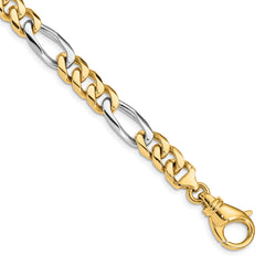 10k Two-tone 7.85mm Hand Polished Fancy Link Chain