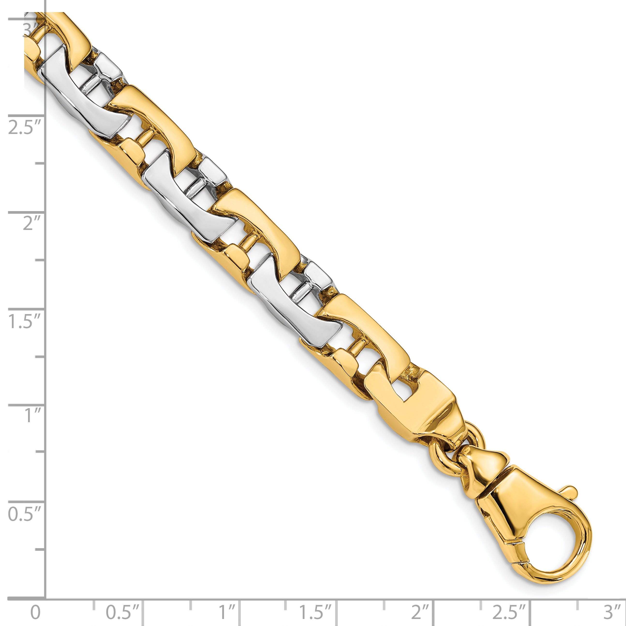 10k Two-tone 8.5mm Hand-polished Fancy Link Bracelet