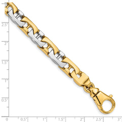 10k Two-tone 8.5mm Hand-polished Fancy Link Bracelet