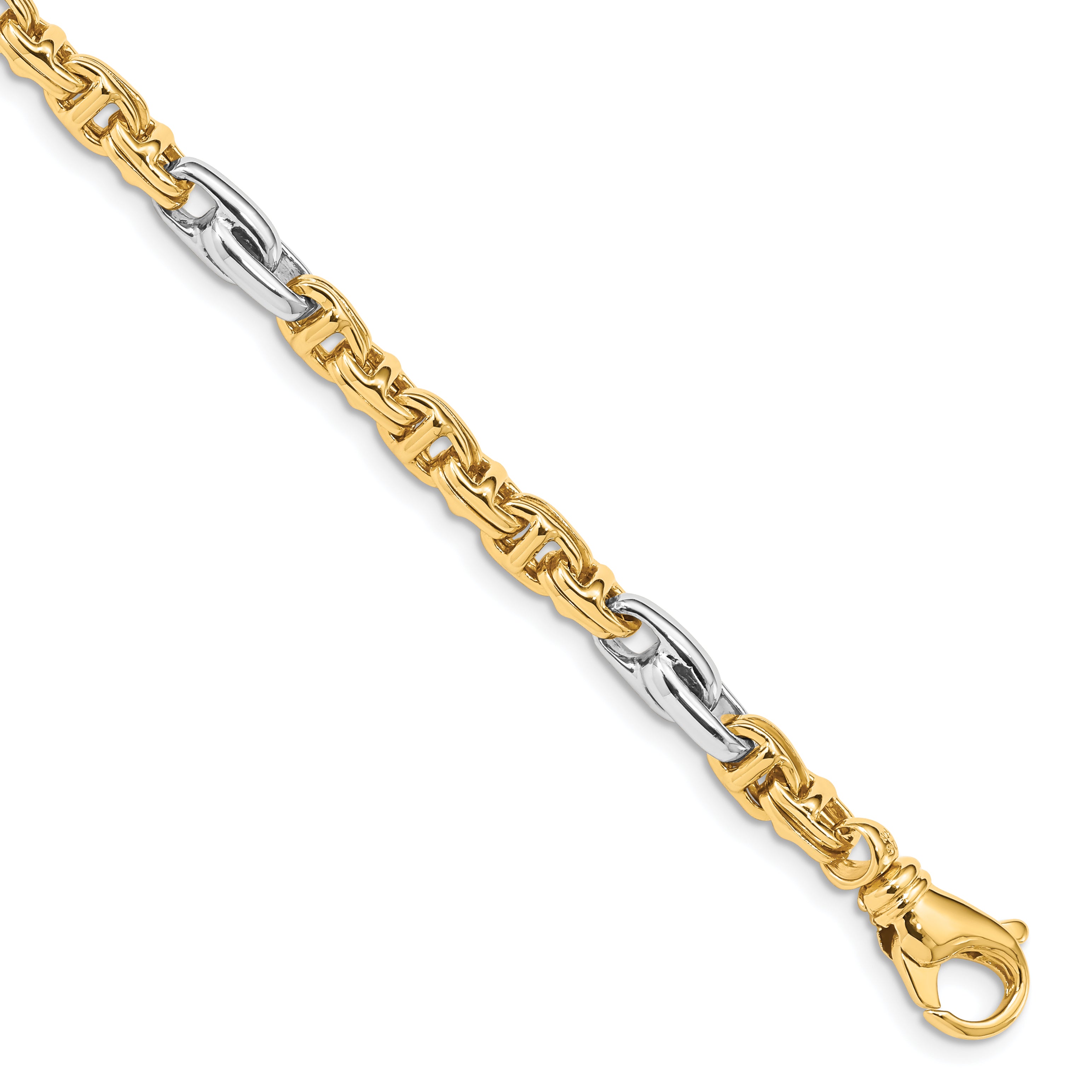 10k Two-tone 5.38mm Hand-polished Fancy Link Bracelet