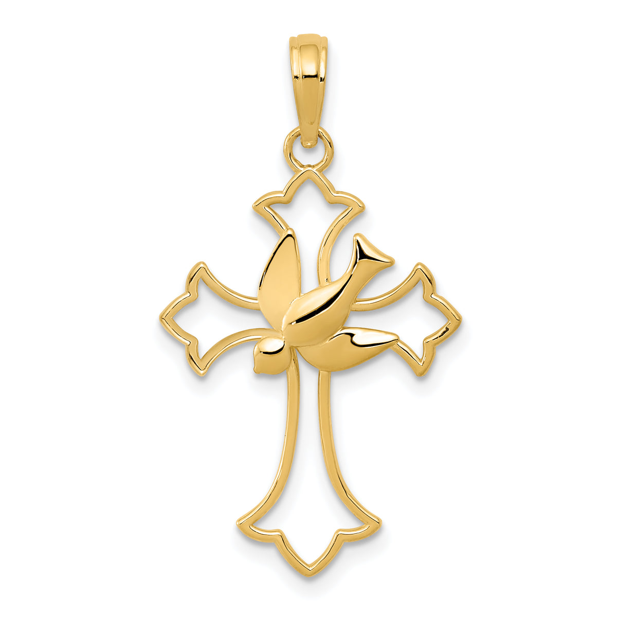 10k Polished Cross w/Dove Pendant