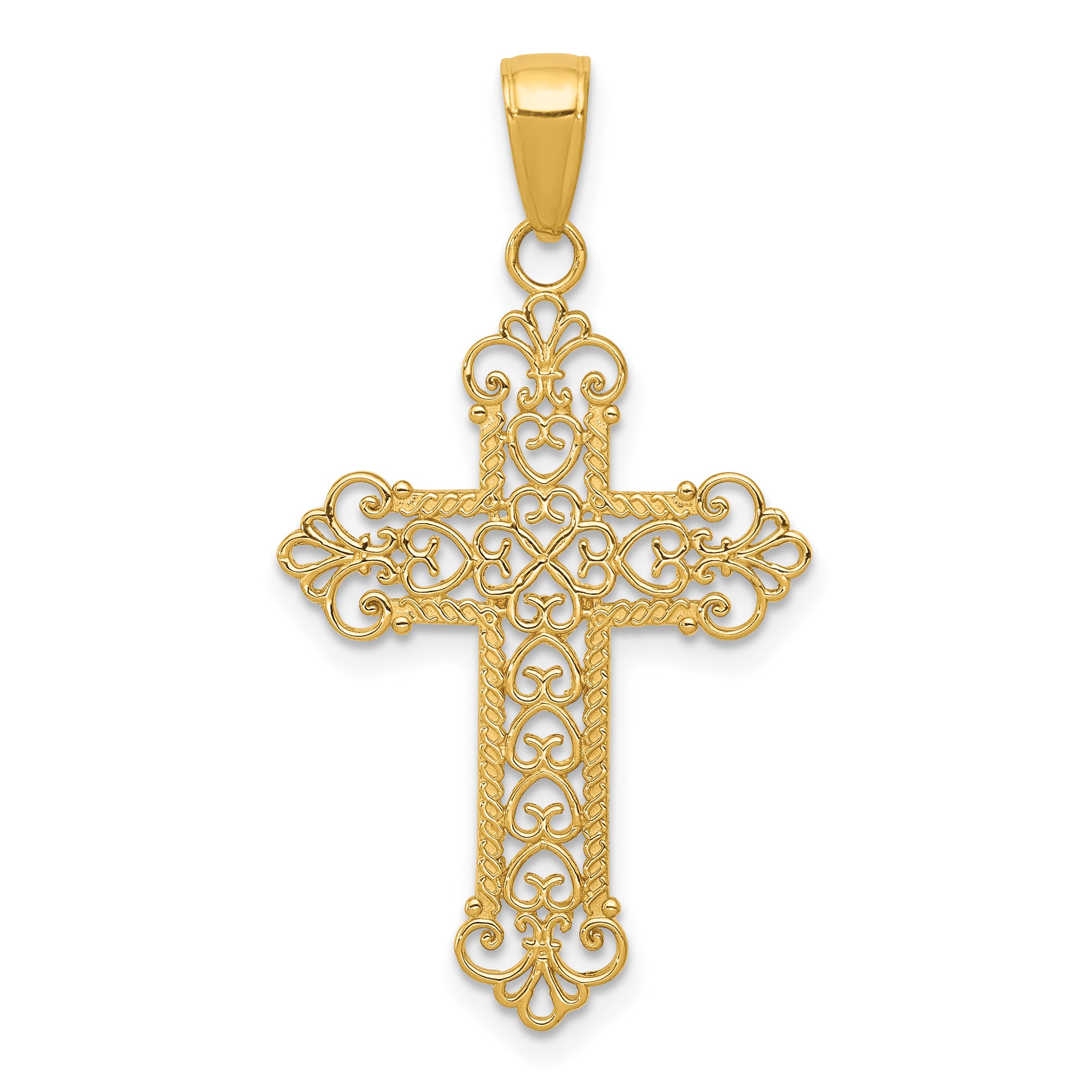 10k Fleur De Lis Cross Charm