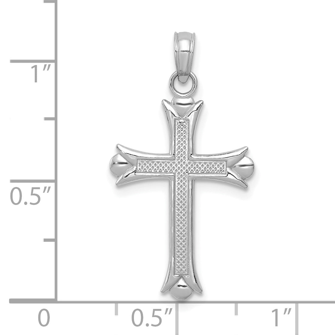 10K White Gold Fleur De Lis Cross Pendant