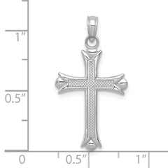 10K White Gold Fleur De Lis Cross Pendant