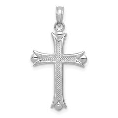 10K White Gold Fleur De Lis Cross Pendant