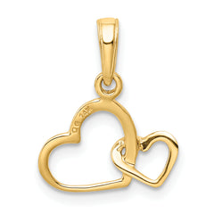 10K Polished Intertwined Double Heart Pendant