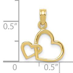 10K Polished Intertwined Double Heart Pendant