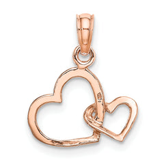 10K Rose Gold Polished Intertwined Double Heart Pendant