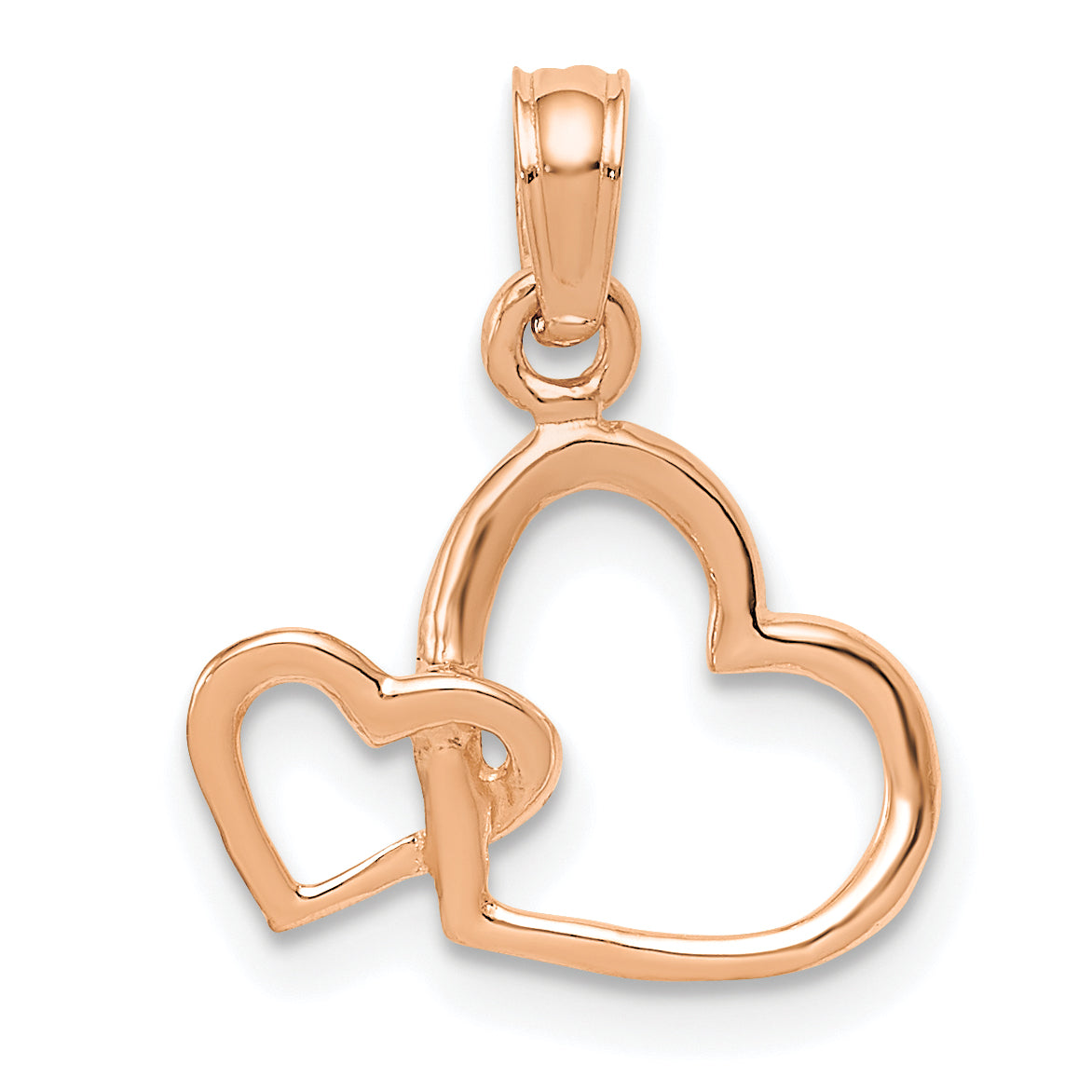 10K Rose Gold Polished Intertwined Double Heart Pendant