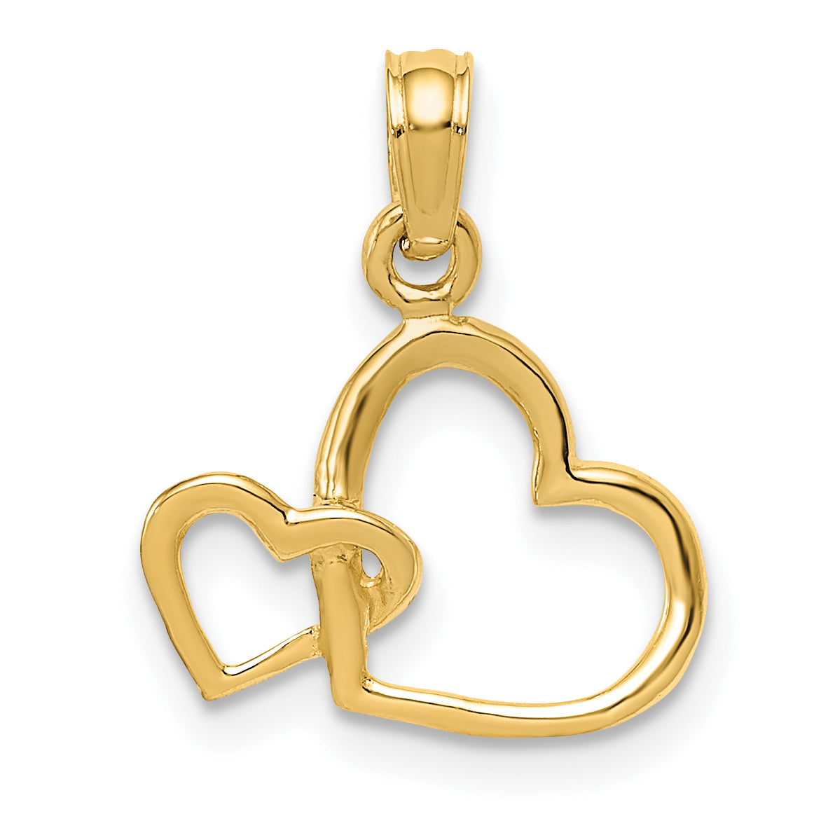 10K Polished Intertwined Double Heart Pendant